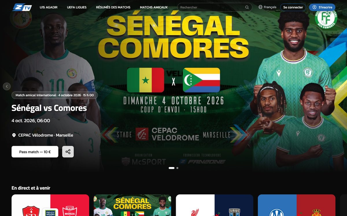 Fanzone TV streaming platform home page